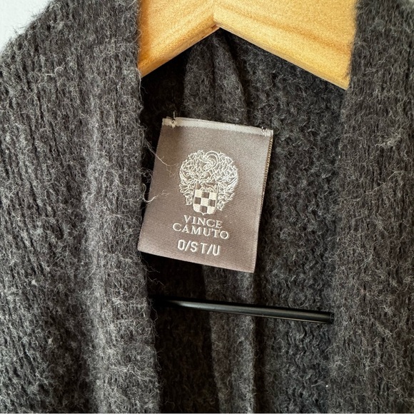 Vince Camuto Classic Fringe Cozy Knit Shawl- Dark Gray- One Size - Picture 4 of 5